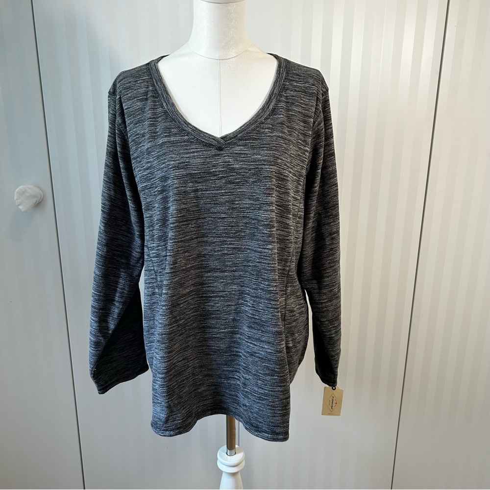 NWT St John’s Bay active gray heather long sleeve very soft sweater Size 3X